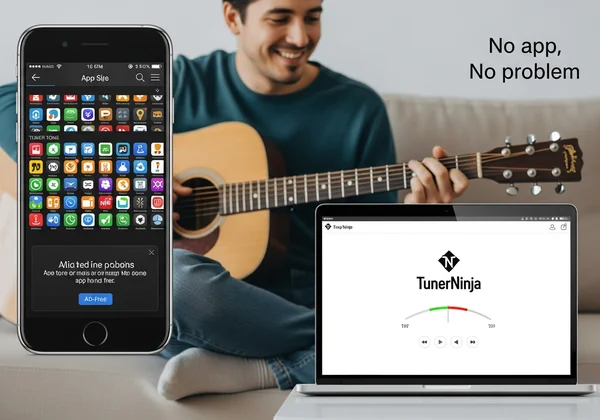 Person using TunerNinja on a laptop, no apps, no ads