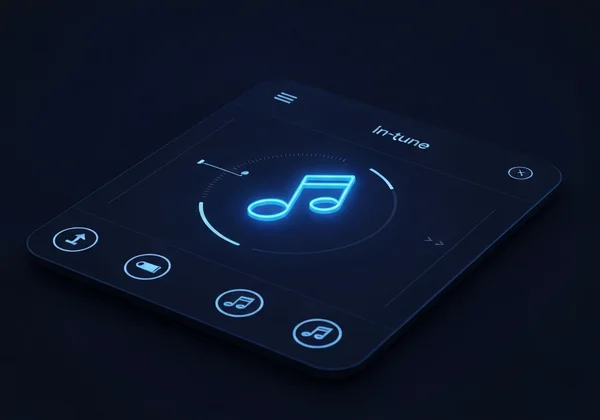 Abstract representation of a digital tuner with ninja elements.